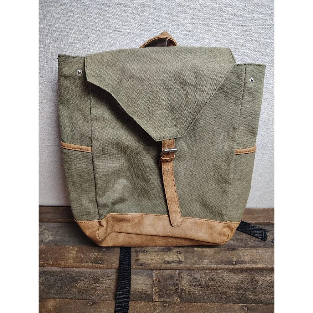 DSW Canvas Messenger Bag Laptop Tablet Satchel Back Pack Olive‎ Green